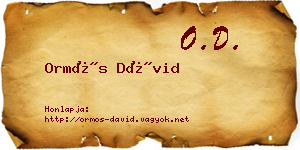 Ormós Dávid névjegykártya